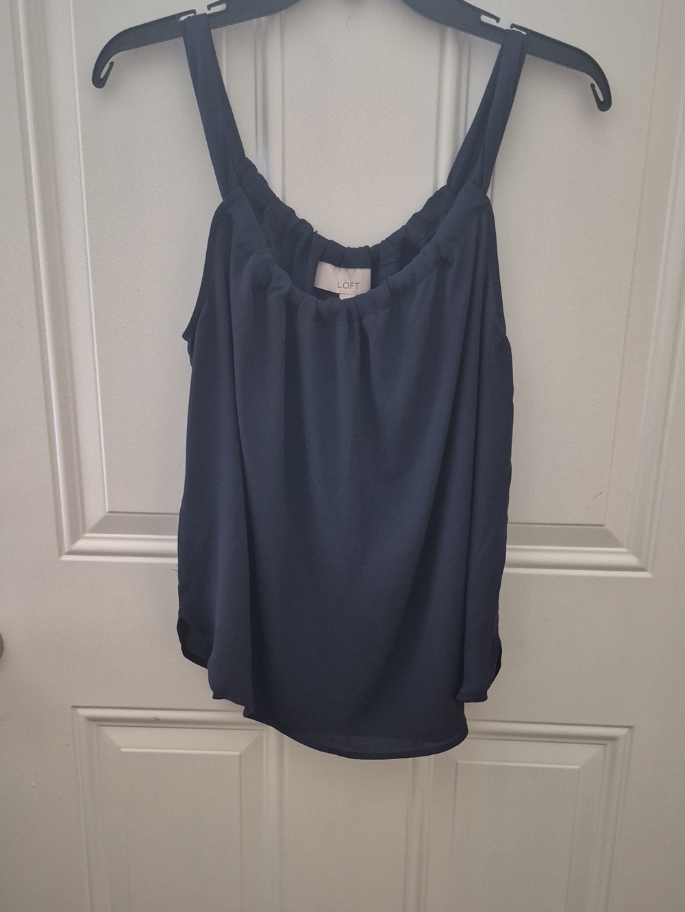 LOFT Navy Ruffled Neck Sleeveless Camisole